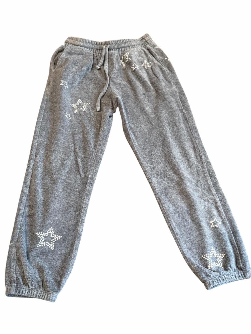 Splendid, Girls Gray Star Studded Velour Joggers, Size 10